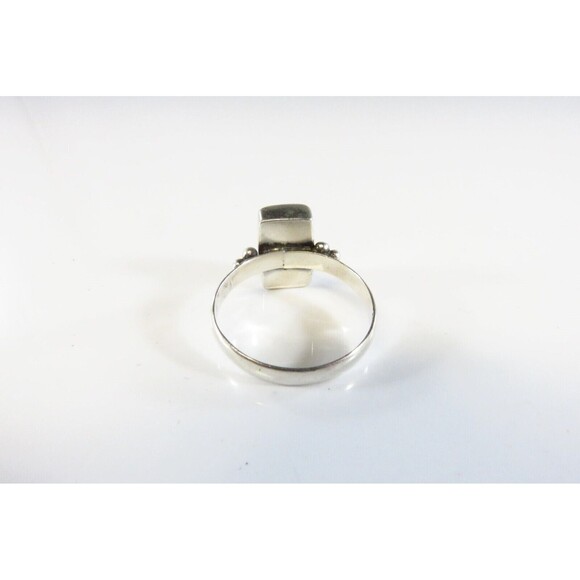 Honey Yellow Amber Rectangular Sugar Loaf Sterling Silver Ring Size 6.75 - Picture 5 of 6